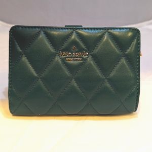 Kate Spade quilted leather wallet deep jade